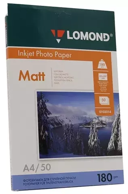 Фотобумага А4, 180 г/м2, 50 листов, односторонняя, матовая,LOMOND