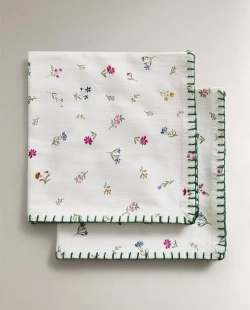 ZARA HOME САЛФЕТКИ С ПРИНТОМ ( 2 ШТ.), БЕЛЫЙ