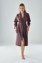 Халат женский велюровый 8715 сухая роза NUSA Турция