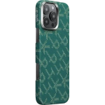 Чехол Pitaka для iPhone 16 Pro Max Monogram PTK Tactile Woven, Зелено-золотой (KI1601PTKP)