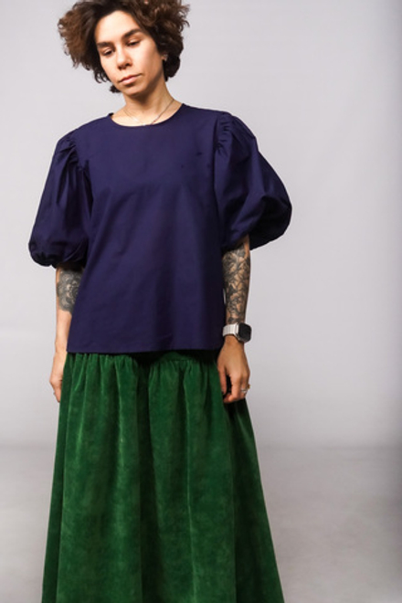 Блузка с рукавами-фонариками из батиста "Полярная звезда"