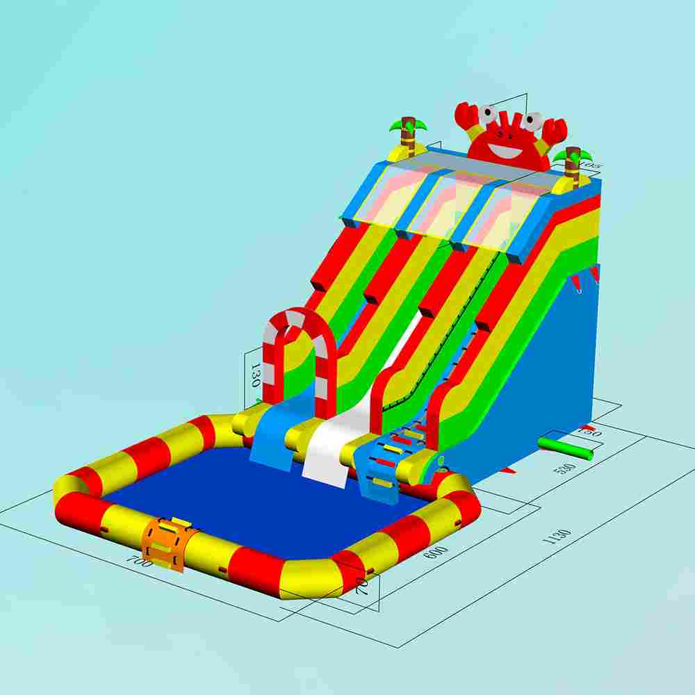 Надувная водная горка «Весёлый крабик» 11,3*7*6,8 м
