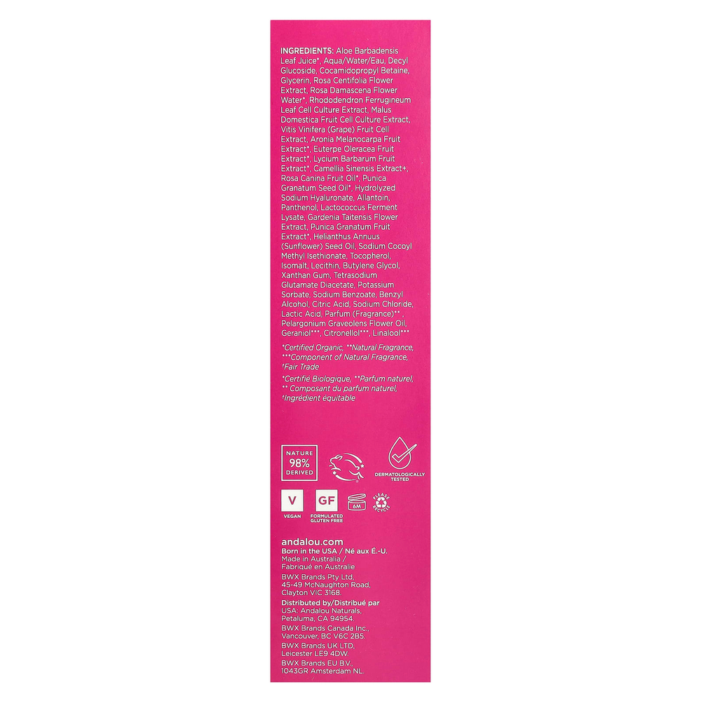 Andalou Naturals, 1000 Roses, нежная очищающая пенка, для чувствительной кожи, 163 мл (5,5 жидк. унц.)