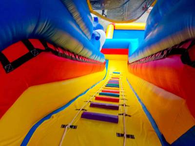 Надувная водная горка с бассейном «Дельфины» 15*6*8 м