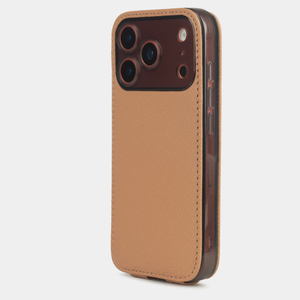 Чехол iPhone 17 Pro Max натуральная кожа сафьяно, цвета кэмел