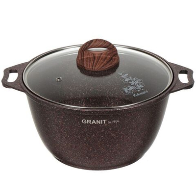 Кастрюля алюминий, антиприг, 4 л, с крыш, Kukmara, Granit Ultra, кга42а, красн