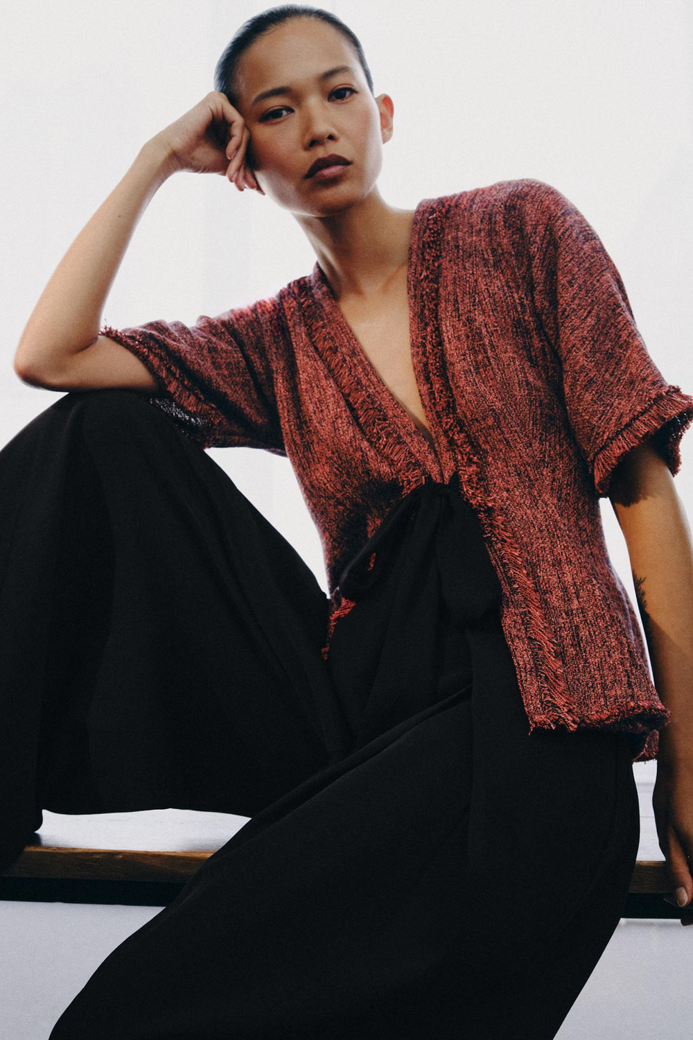 ZARA ТОП С БАСКОЙ И БАХРОМОЙ — ZW COLLECTION, ОРАНЖЕВЫЙ