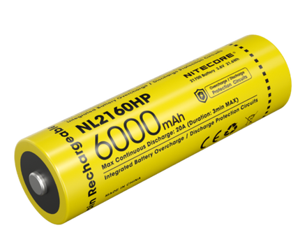 Аккумулятор Nitecore NL2160HP, li-ion, 3.6 В, 6000 мАч, 21.6 Втч, 20 А, 21700