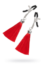 Зажимы на соски «Прищепки» с красными кисточками из шелка (Цвет: красный)