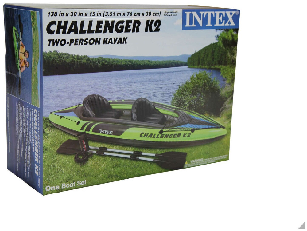 Надувной двухместный каяк Intex Challenger К2 Intex 68306, 351 х 76 см