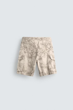 ZARA ШОРТЫ КАРГО RELAXED FIT С ЭФФЕКТОМ ПОТЕРТОСТИ, С ПРИНТОМ