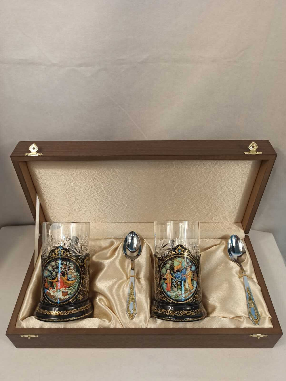 Чайный набор подстаканников (Ручная роспись Палех) №13