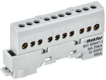 Шина L "фаза" изол. на универс. держ. 6х9-10-Ср TEKFOR IEK TF-NN10-10-KL-K03