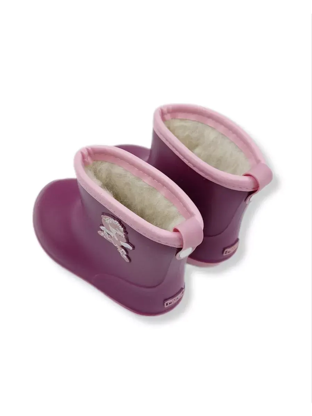 Теплые детские резиновые сапоги для девочки с шерстью