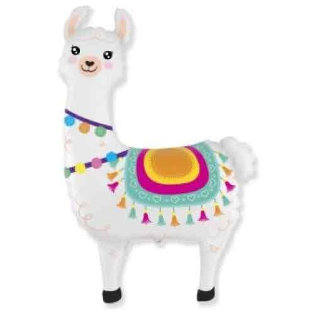 Шар (37""/94 см) Фигура, Лама Альпака, Белый, 1 шт. Б049
