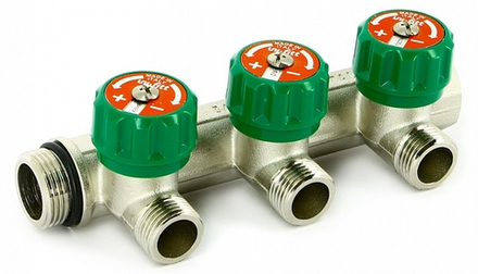 Коллектор 3/4" ВН - 3 х 1/2"Н под 90* с вент. UNI-FITT