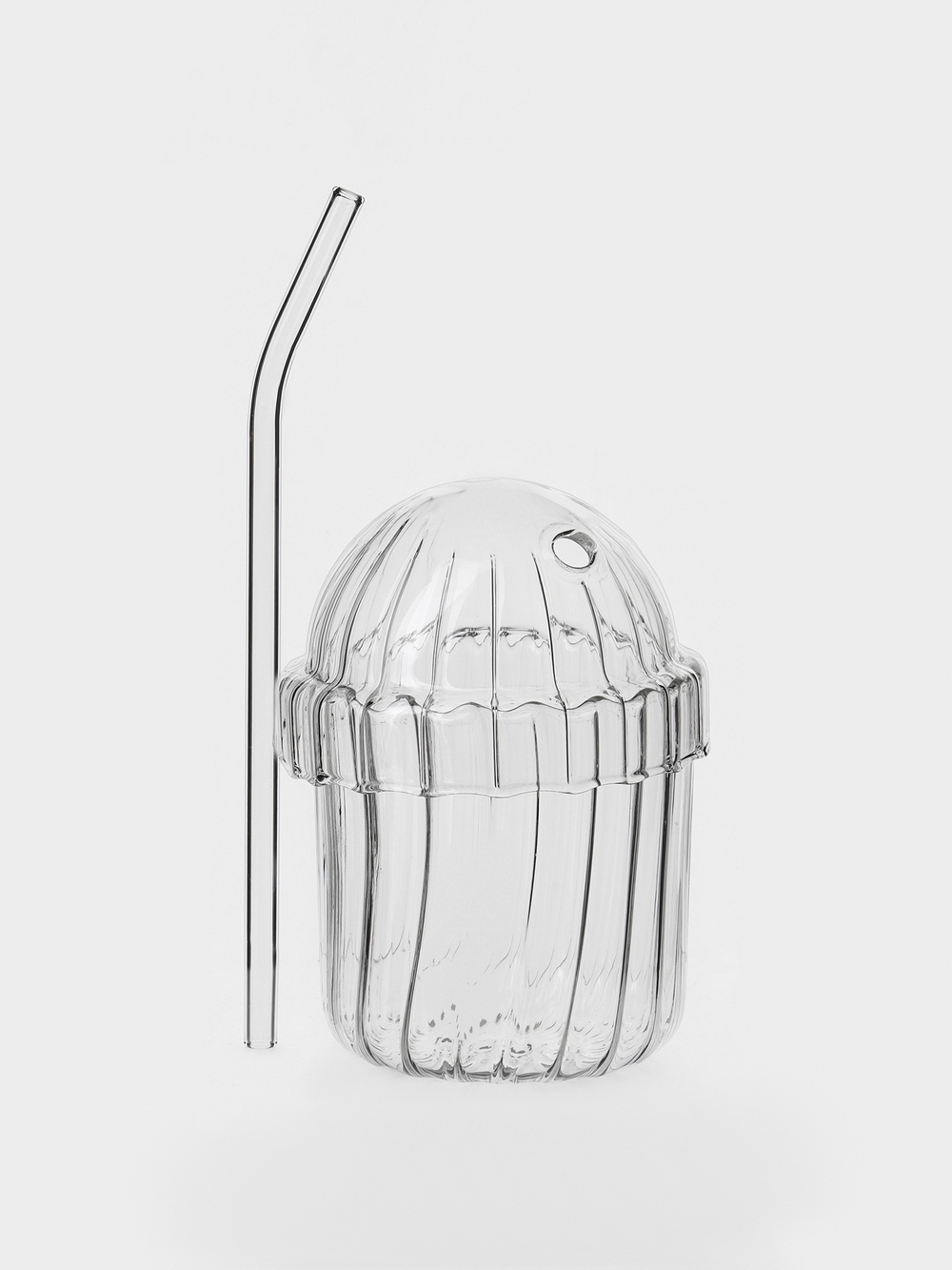 Стакан 450 мл, 9.8×19 см, с трубочкой, стекло, прозрачный