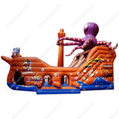 Коммерческий надувной батут "Корабль с осьминогом" 10*5*7 м