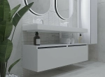 Тумба с раковиной Armadi Art Flat 120 2 ящика, белый глянец