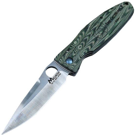 Складной нож Mcusta Senno Rikyu Tea Ceremony Green микарта Handle MC-0184 c клинком из стали VG-10, рукоять микарта