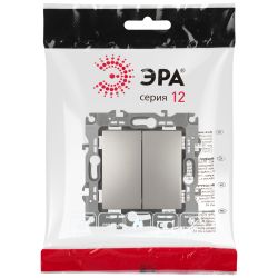 Переключатель ЭРА Серия 12 12-1106-16 двойной, 10АХ-250В, титан | ЭРА 12 Титан