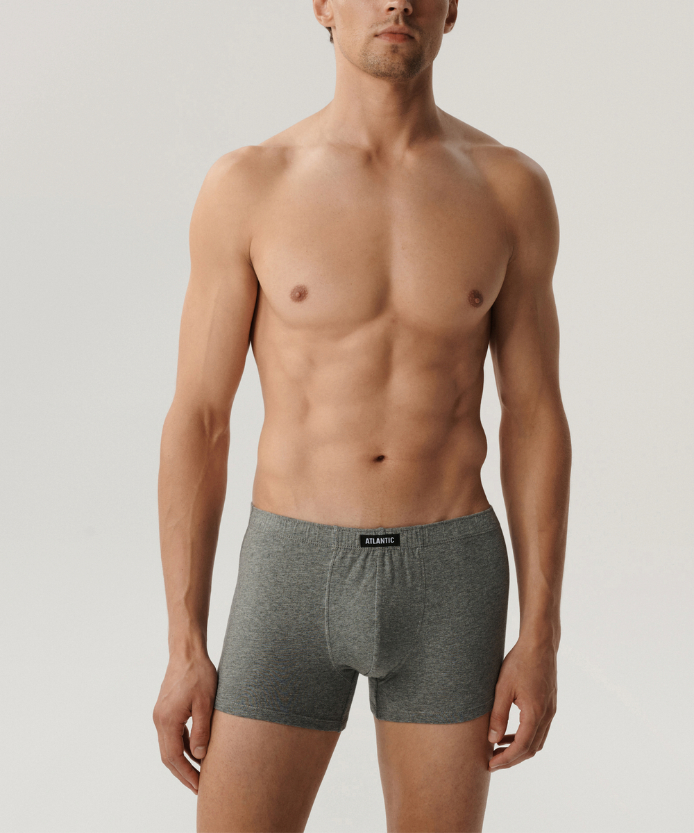 Мужские трусы шорты Atlantic, набор из 3 шт., хлопок, черные + серый меланж + темно-серый меланж, Basic 3BMH-007