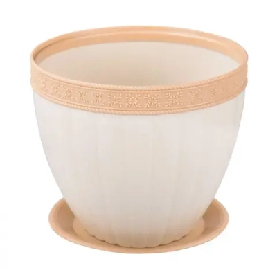 Горшок цветочный. Эллада 1,5л (слоновая кость) (с поддоном.) (комплект 20 шт)