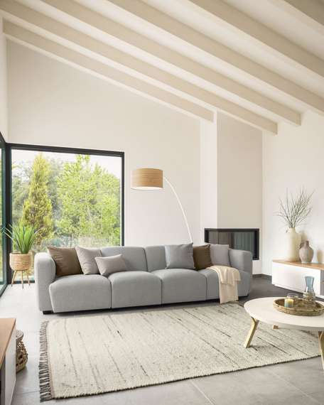 Тумба под ТВ Abilen шпон дуба и белый лак 200 x 44 cm