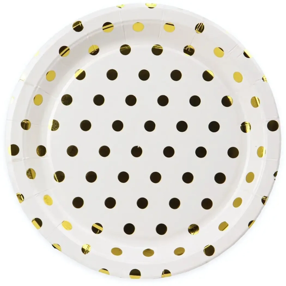 Бумажные тарелки с золотым тиснением Горох,18 см,6 шт, еврослот СП-5166