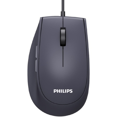 Мышь Philips Проводная Мышь SPK7327, 5 кноп., USB 2.0, 1600dpi, бесшумная, Чёрный