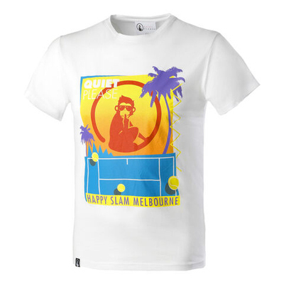 Мужское теннисное поло Quiet Please Happy Slam T-Shirt Men - White, Multicoloured