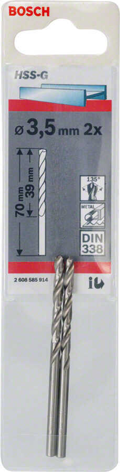 Сверло по металлу HSS-G 3,5 мм BOSCH 2608585914
