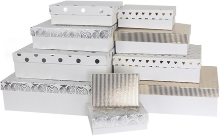 Коробка Белая Классика, Белый/Золото/Серебро, Металлик