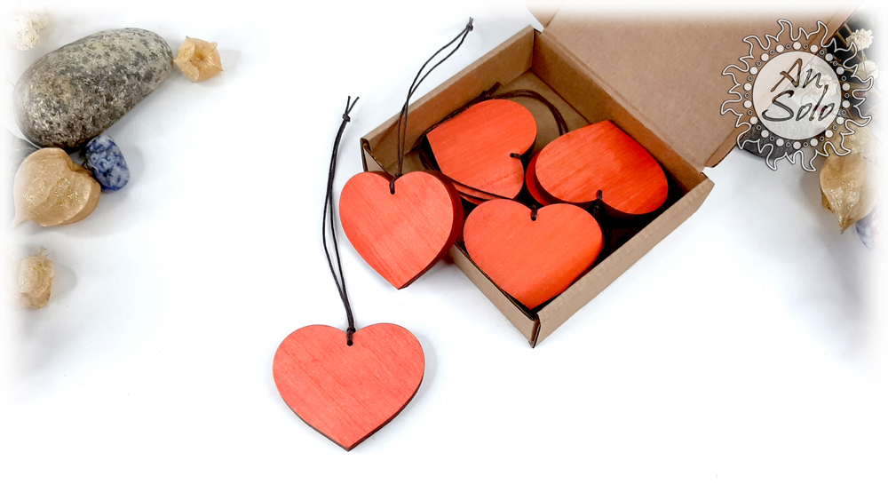 Набор подвесок "Сердечки" из кедра