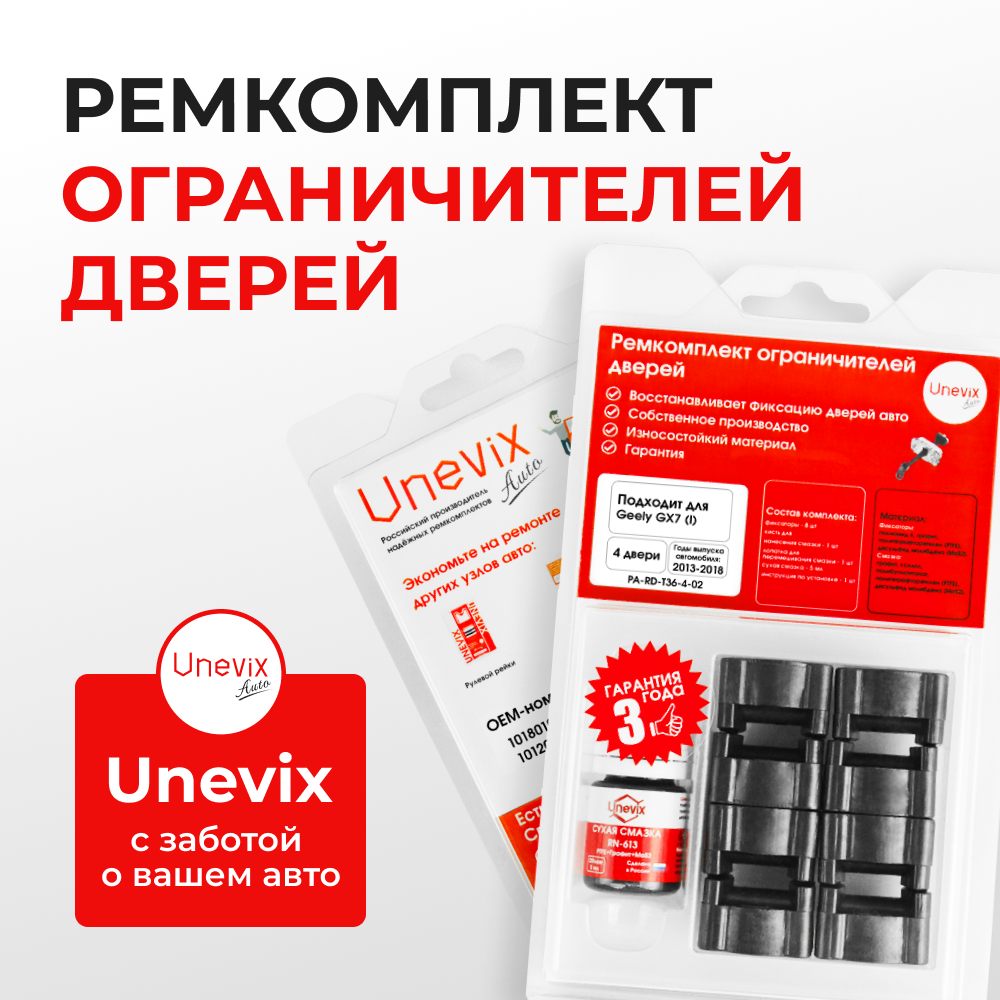 Ремкомплект ограничителей дверей Geely GX7 (I) (4 двери, тип 36) 2013-2018