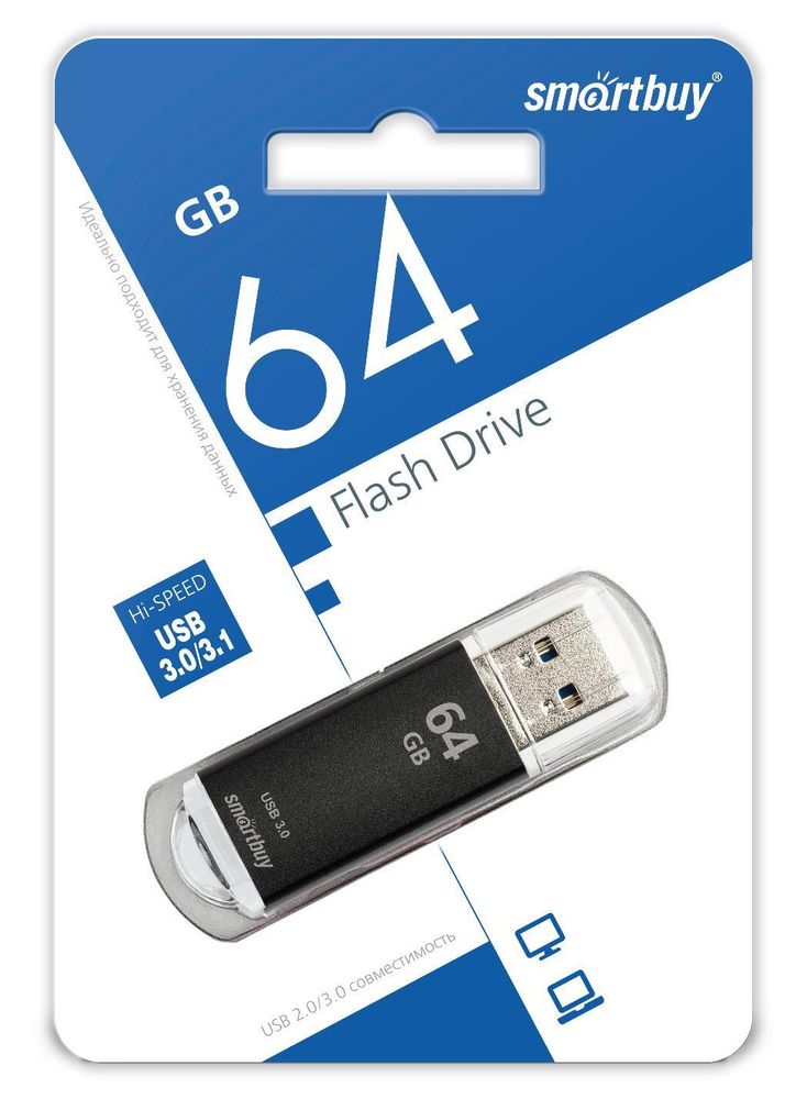USB 3.0/3.1 карта памяти 64ГБ Smart Buy V-Cut (черный)