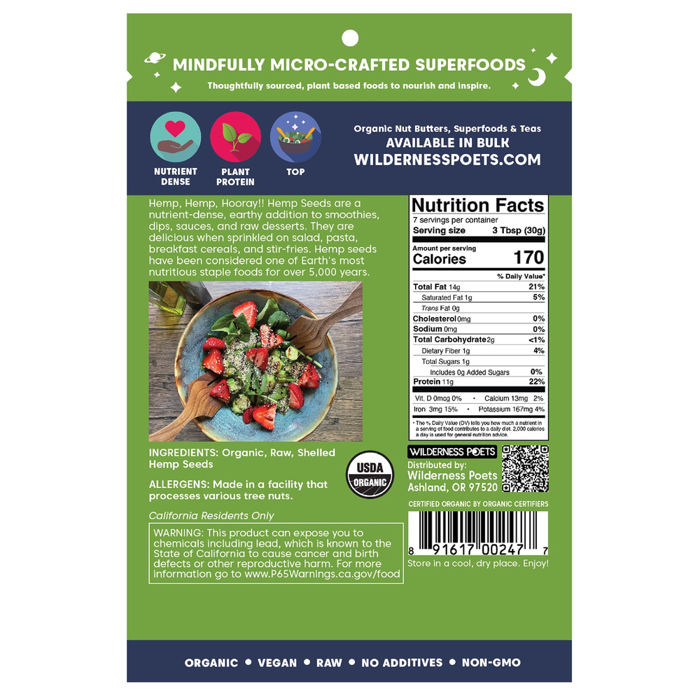 Wilderness Poets, органические семена конопли, 226 г (8 унций)