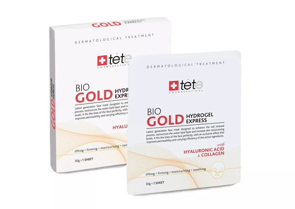 Tete Cosmeceutical Bio gold hydrogel express (Маска моментального действия с коллоидным золотом),