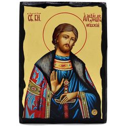 Александр Невский Святой благоверный князь. Афонская икона с мощевиком