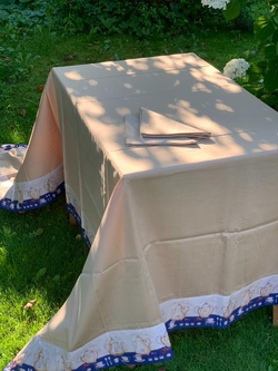 Скатерть 175x270 и 12 салфеток TagHouse 307 Teiere Чайники бежево-синие