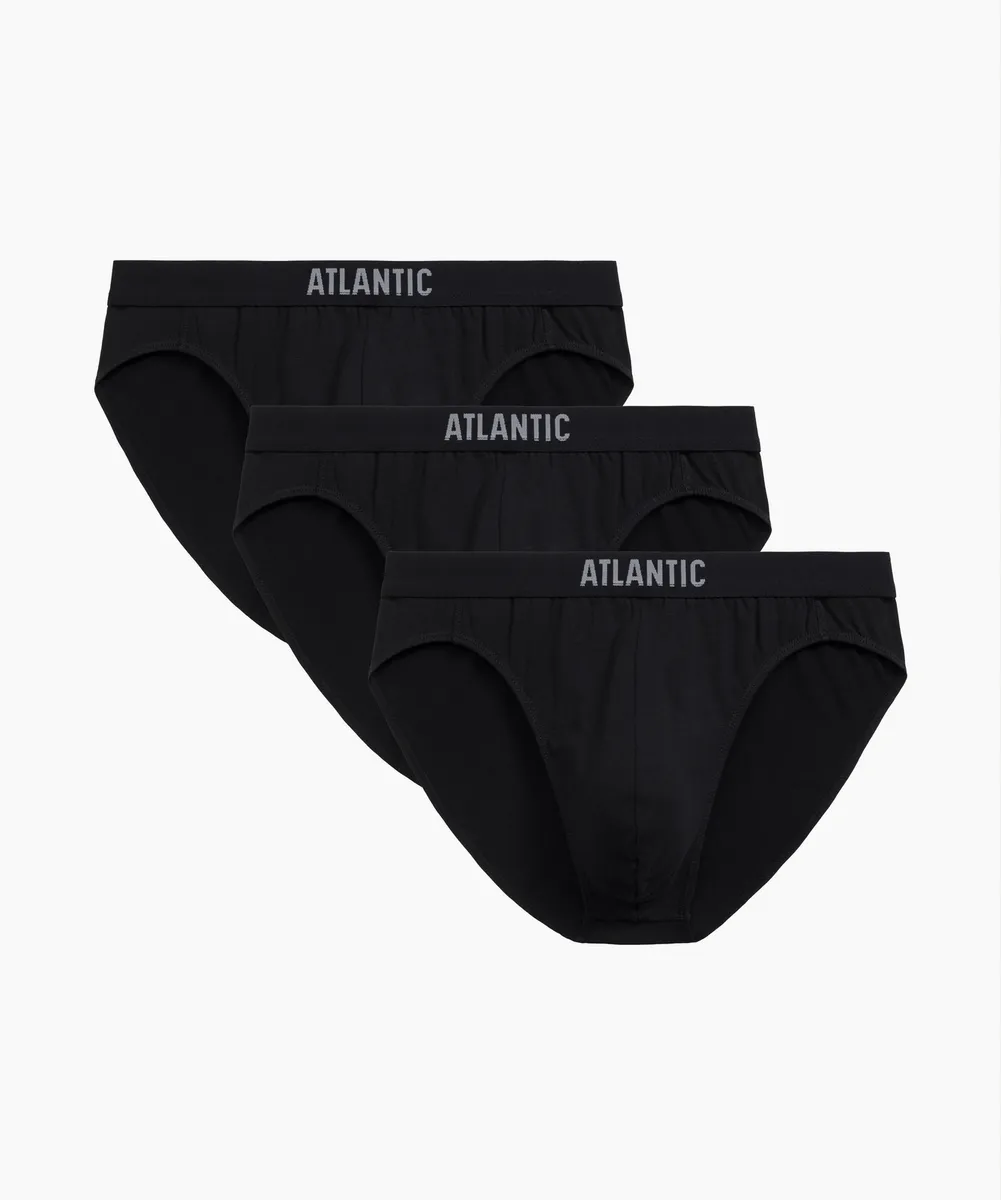 Мужские трусы слипы спорт Atlantic, набор 3 шт., хлопок, черные, 3BMP-094