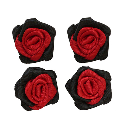 JY100189 Цветы пришивные, 1,5см, цв.красн/черн.