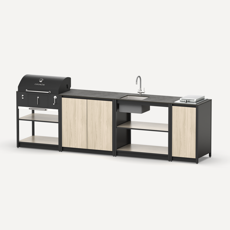 Мангальный комплекс Lounge M-109SBP, 3 м, дуб сонома/черный мрамор