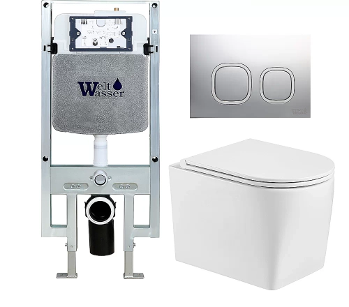 Унитаз с инсталляцией WeltWasser AMBERG 497 ST + NESENBACH 004 GL-WT + AMBERG RD-MT CR