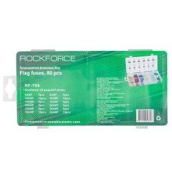 Предохранители флажковые, 80пр. (5А, 10А, 15А, 20А, 25А, 30А) RockForce##Rock FORCE RF-789