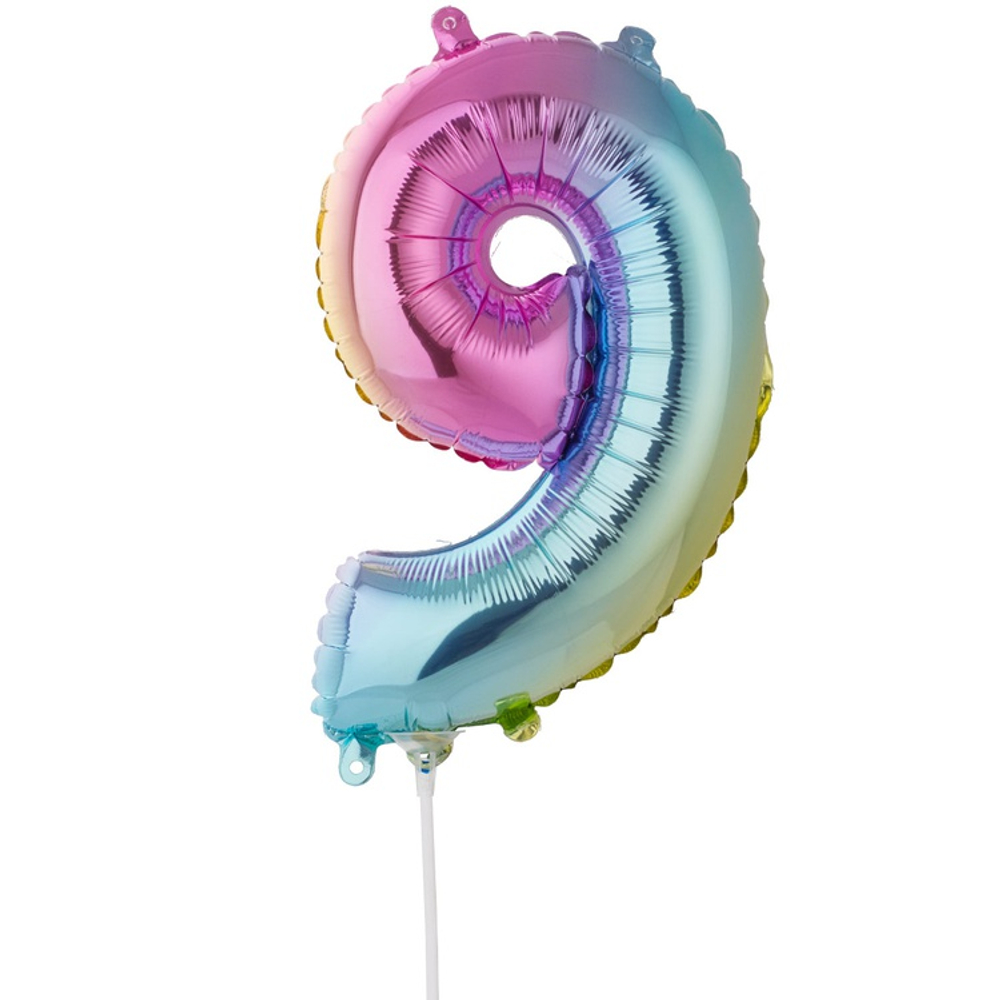 Шар фольгированный Цифра 9 40 см (Ассорти)