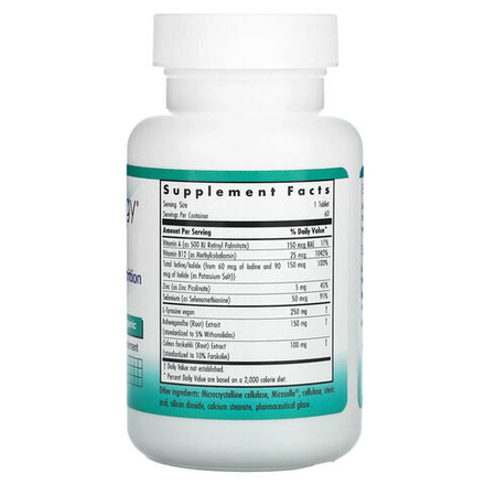 Nutricology, Essential Thyroid Nutrition с йодоралом, 60 вегетарианских таблеток