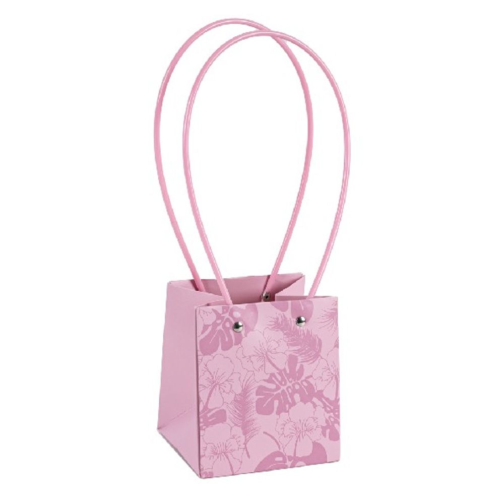 Пакет под цветы 11,5*11,5*13см Квадрат Цветы Пудра