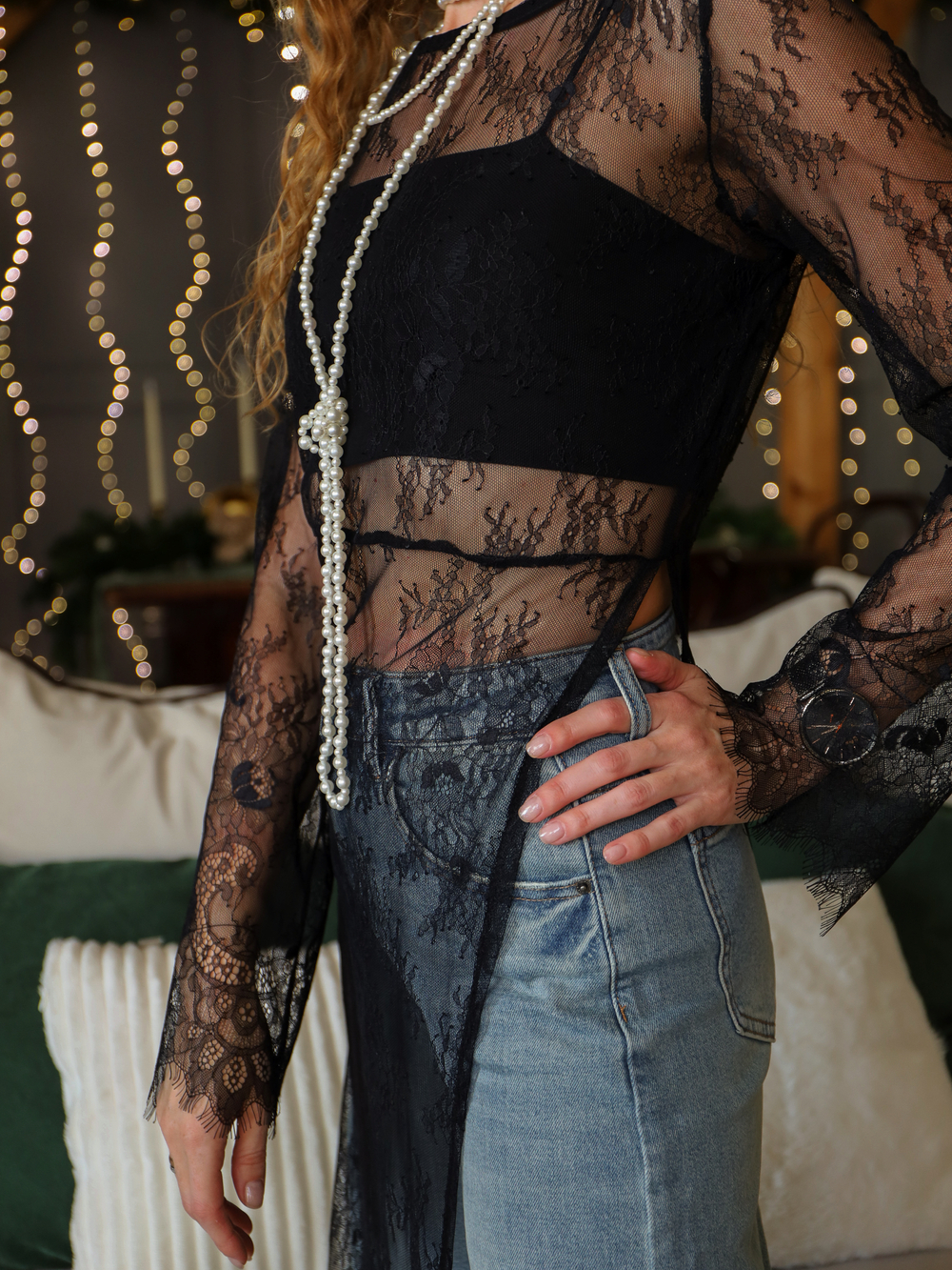 Платье Гипюр, черное