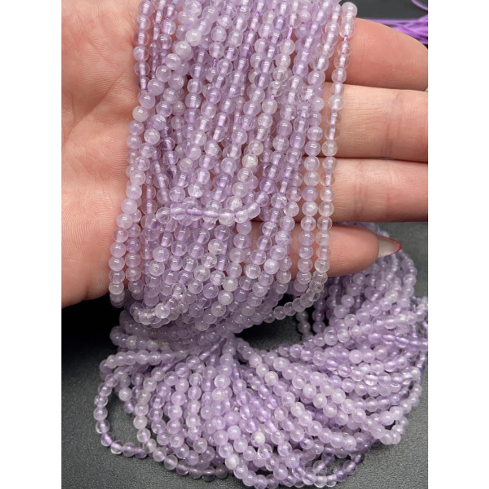 13465 Аметист, лавандовый, шарик гладкий, 3 мм, нить 38 см